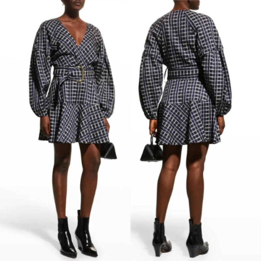 Tanya Taylor Black and White Long Sleeve Dress